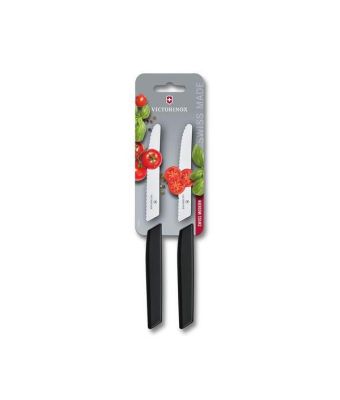Victorinox Swiss Modern 2 Piece 11cm Tomato & Table Knife Set Black (6900311WB)